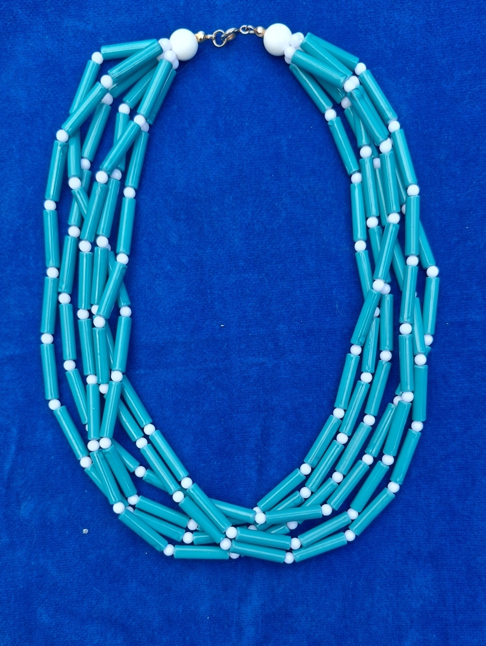 Vintage Teal Multi-Strand Beaded Necklace